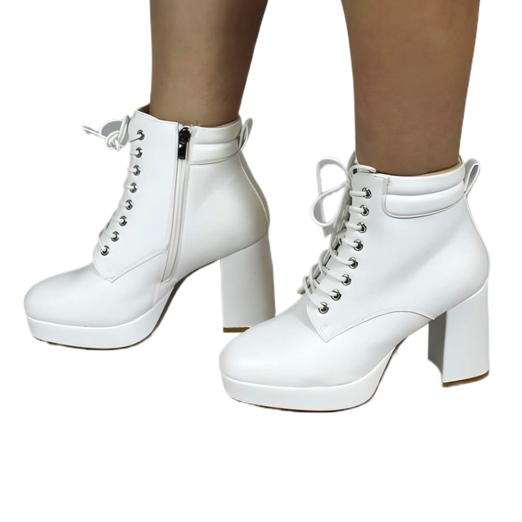 [2361  White] Botin Mujer 2361 Taco Alto White (35)