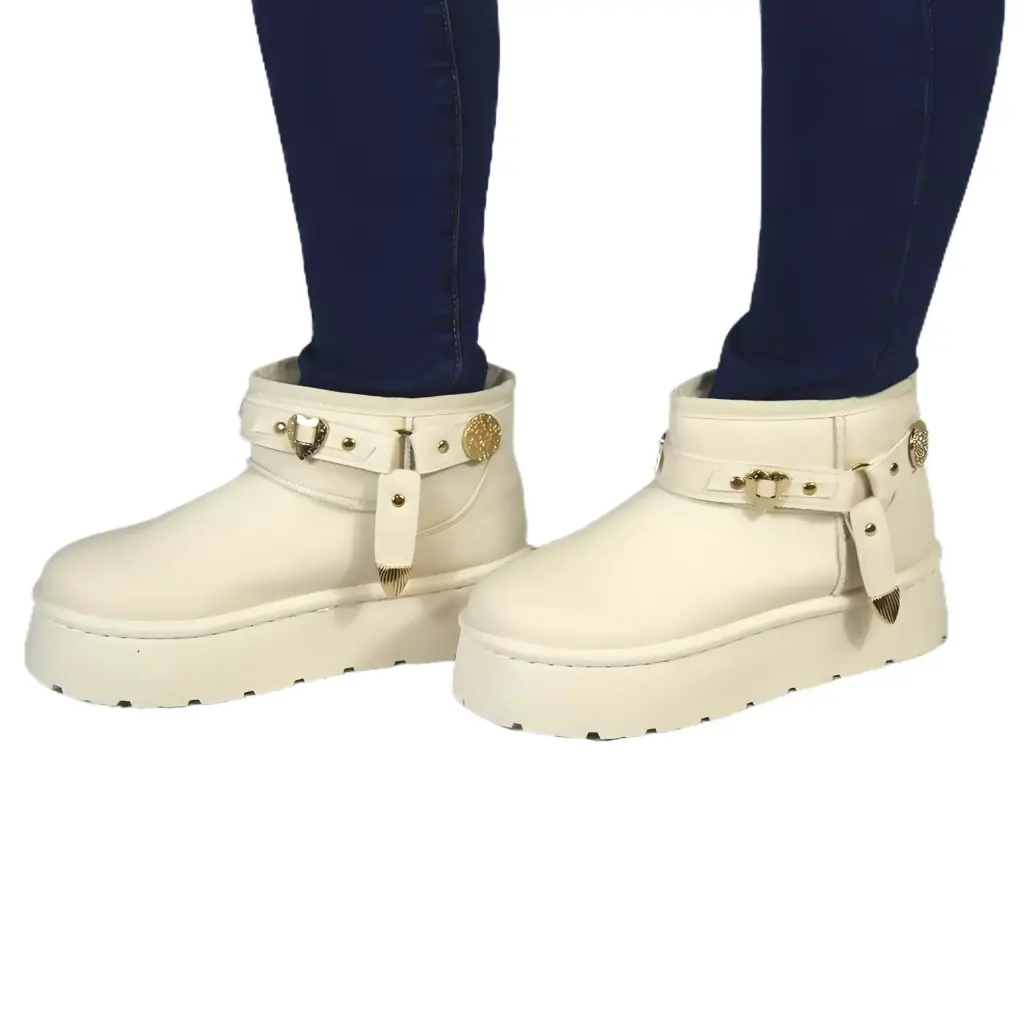 [  QM2417 Beige] Botin Mujer QM2417 Beige (35)