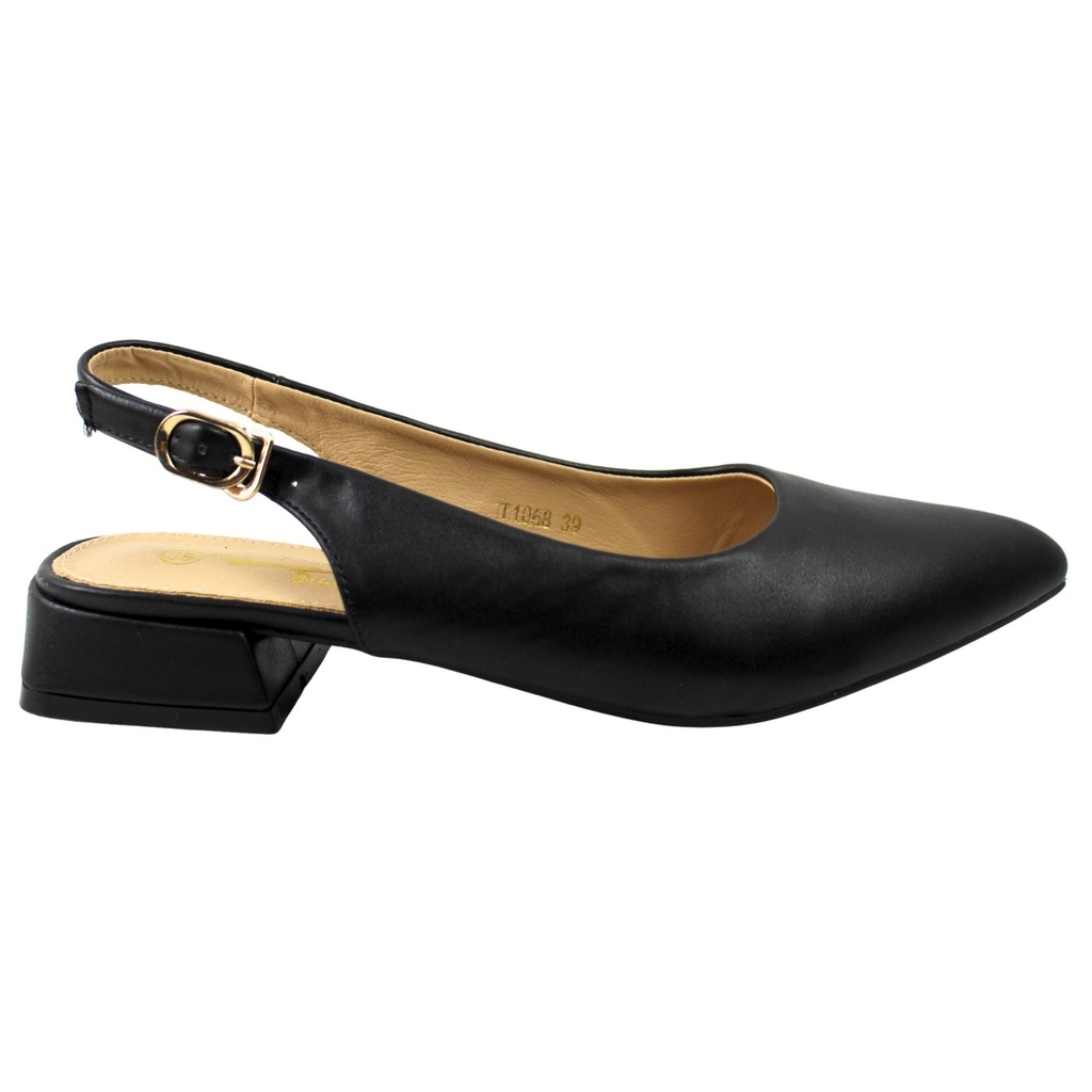 [T1068Black] Zapato Slingback Mujer T1068 (35, Negro)