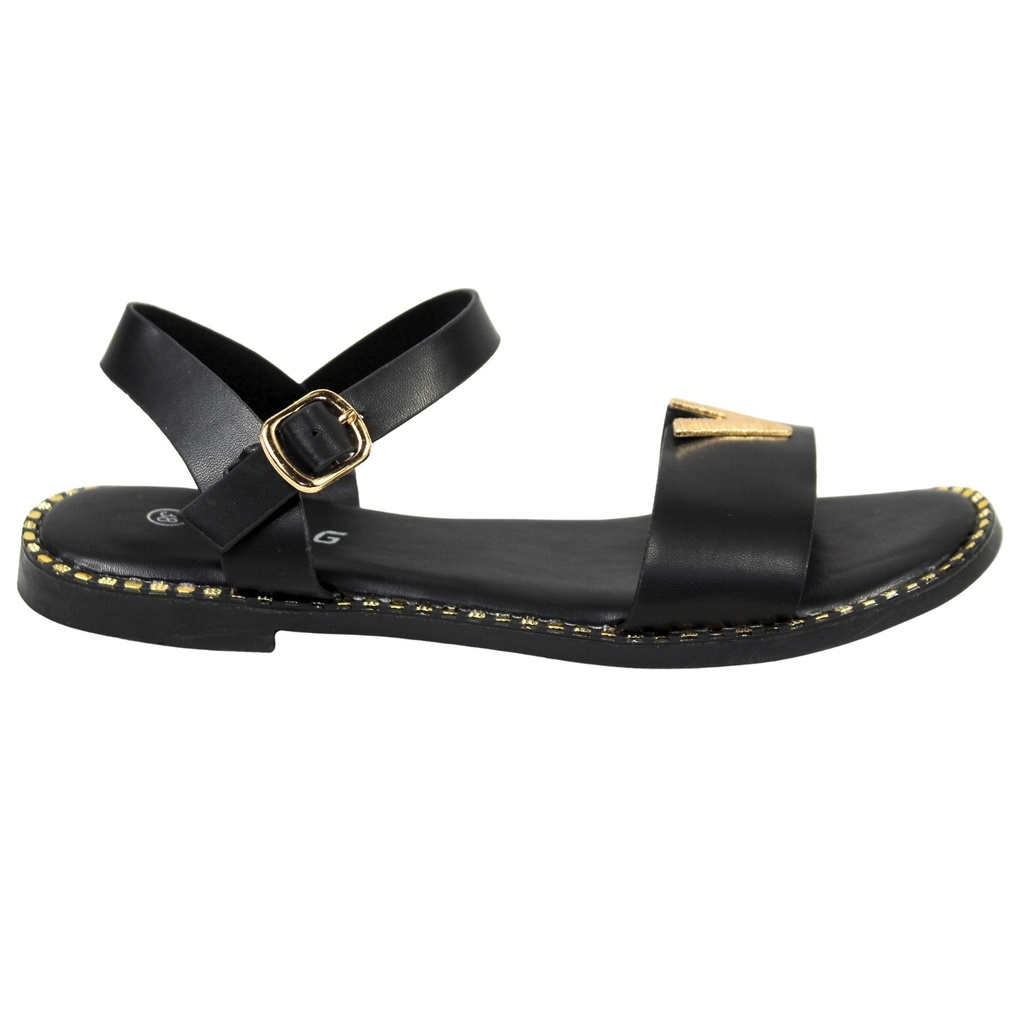 [PG5232-1Black] Sandalias de Mujer con Hebilla Dorada PG5232 (35)