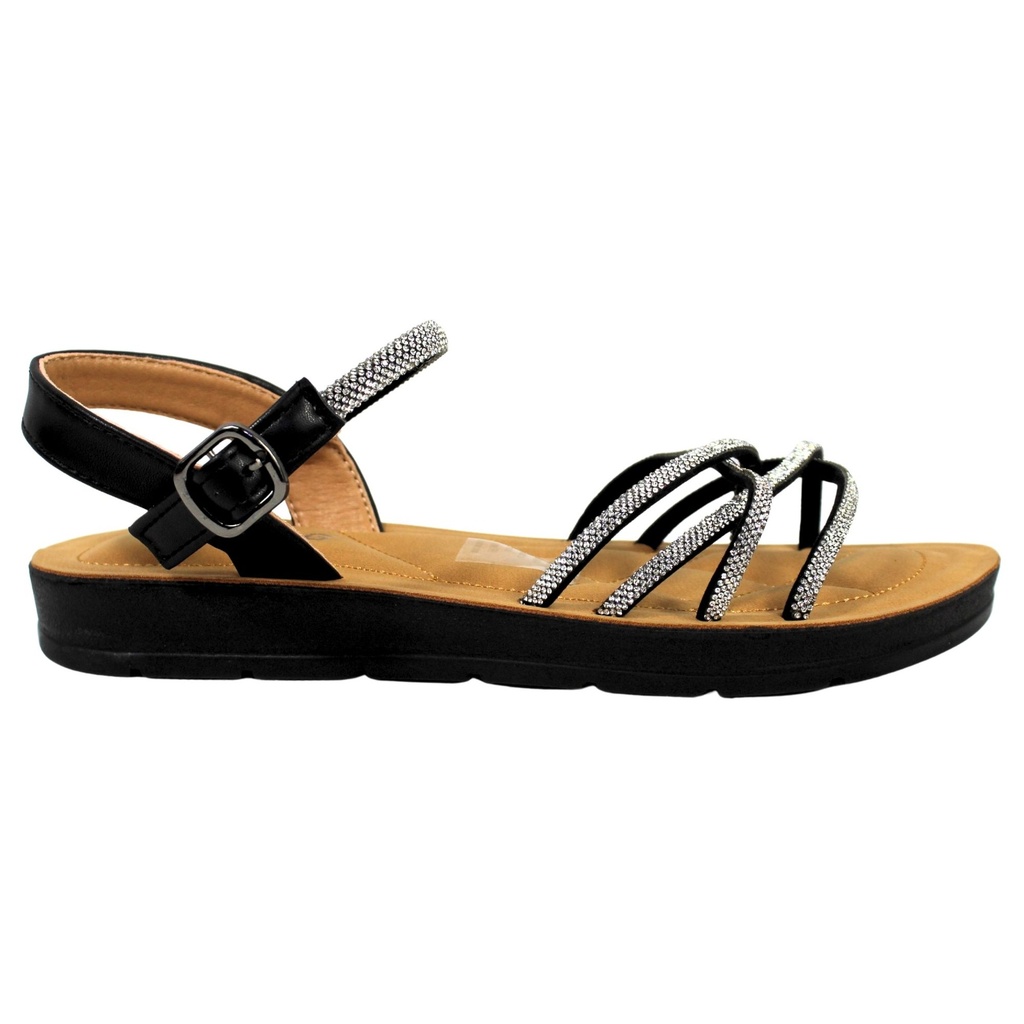 [PG5247-1Black] Sandalias de Mujer con Tiras Brillantes PG5247 (35, Negro)
