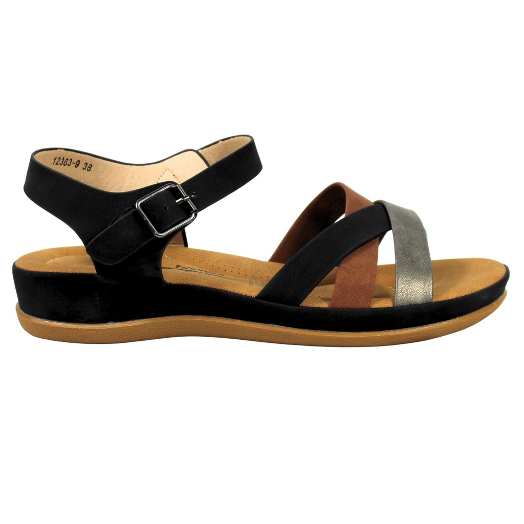 [12363Black] Sandalias Baja Mujer con Hebilla para Verano 12363 (35, Negro)