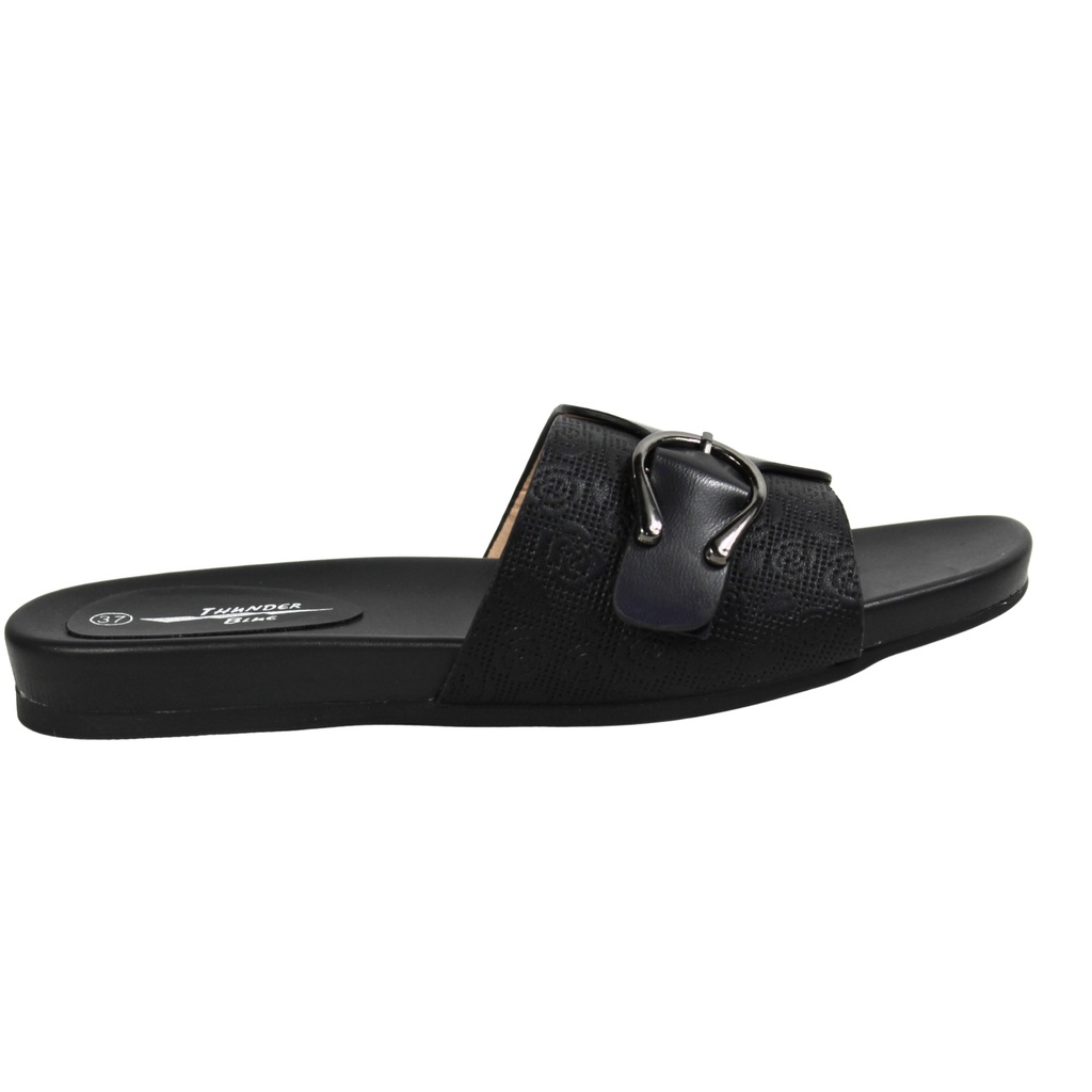 [J0-010Black] Sandalia Baja Mujer con Hebilla JO-010 (35, Negro)