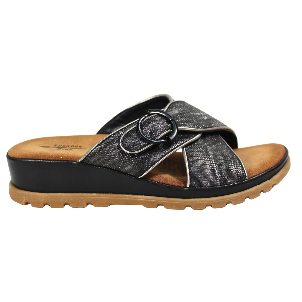 [0419-7Black] Sandalia Mujer Plataforma 0419-7 (35, Negro)