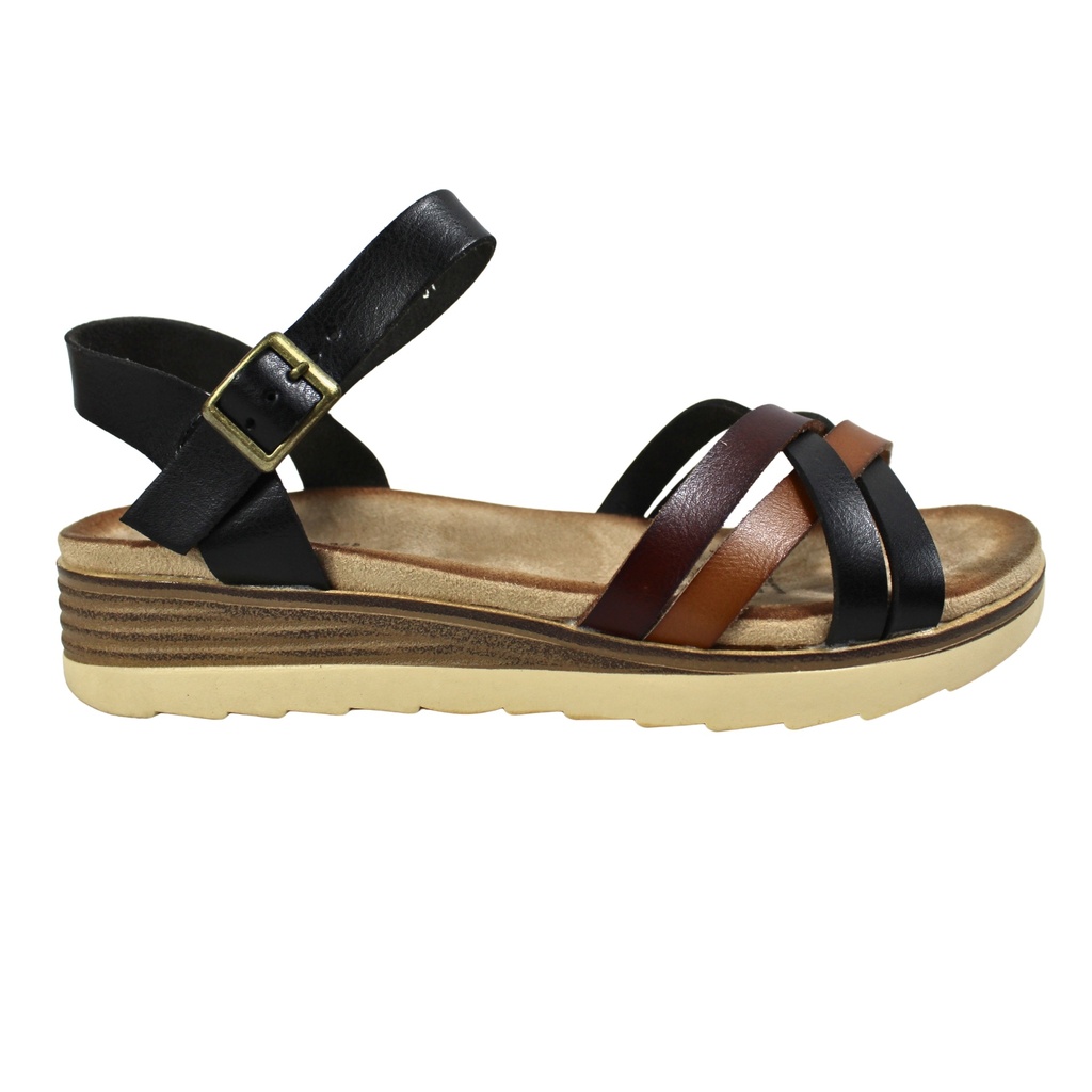 [TGH07Black] Sandalia Mujer con Plataforma Hebilla TGH07 (35, Negro)