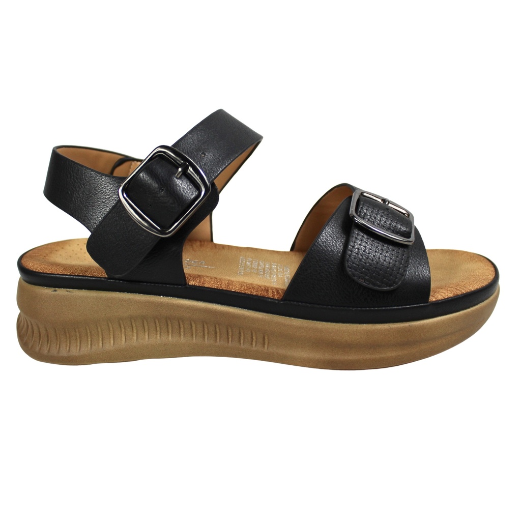 [0419-1Black] Sandalia Mujer Plataforma Hebilla 0419-1 (35, Negro)