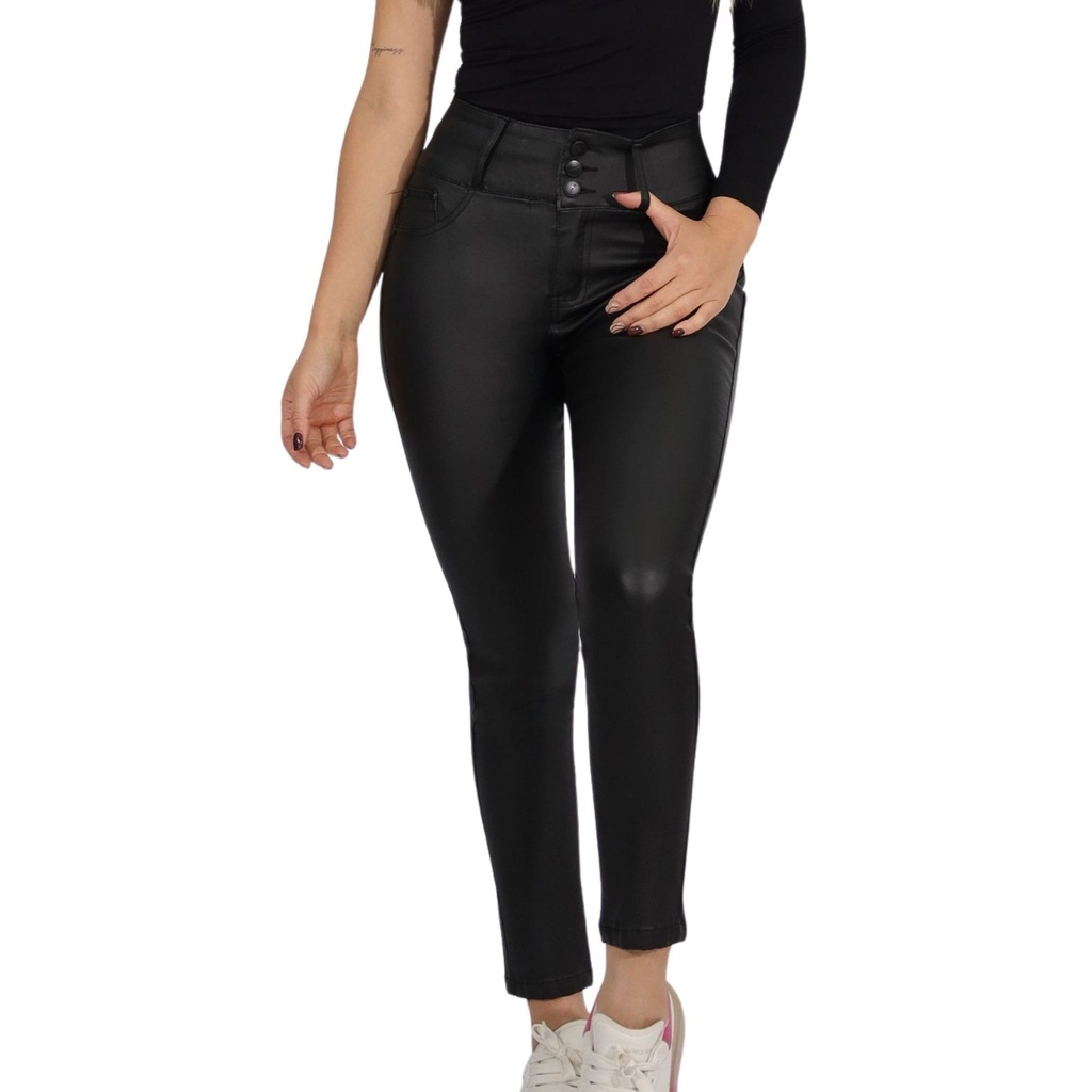 [J9906] Jeans Mujer Ecocuero Negro J9906  (36)