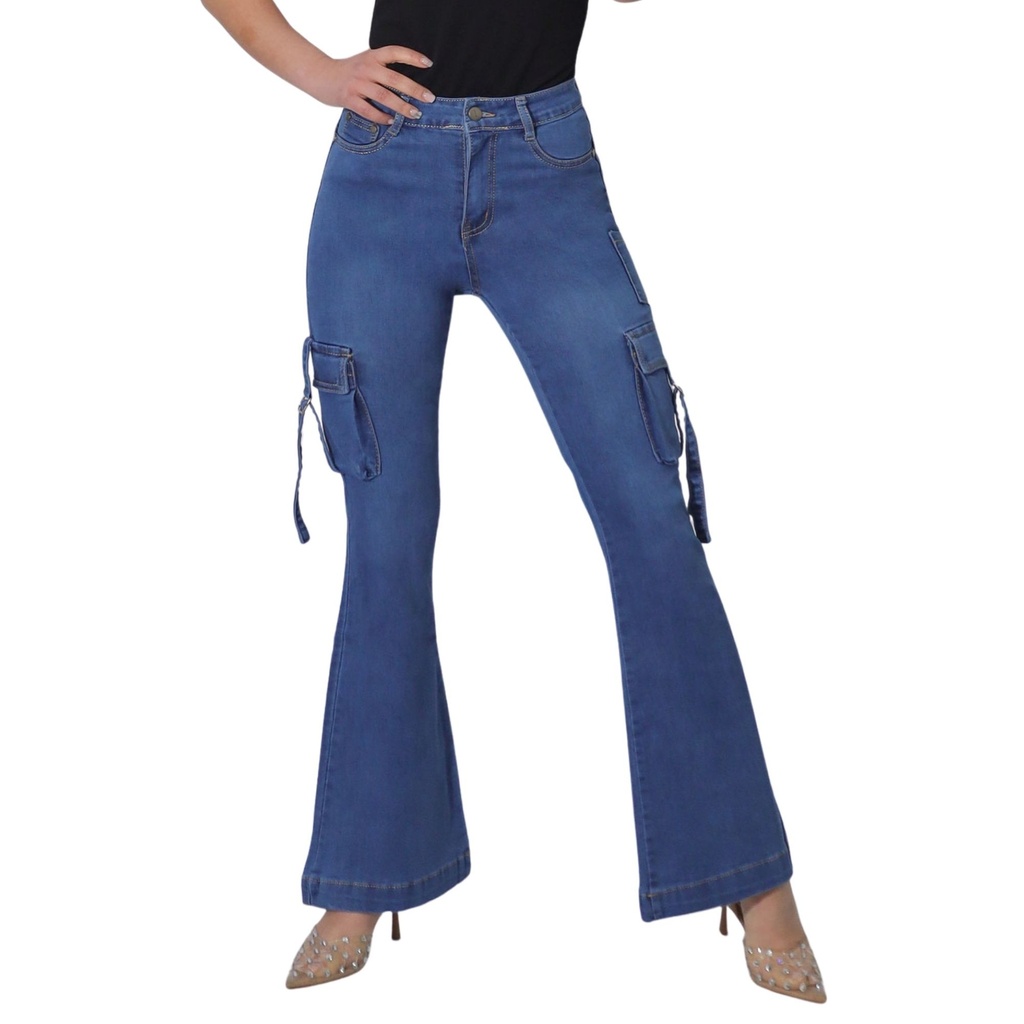 [J9048] Jeans Mujer Cargo Flare J9048 (36)