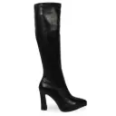 Bota Caña Alta Ecocuero Negra con Plataforma y Punta Fina 2518