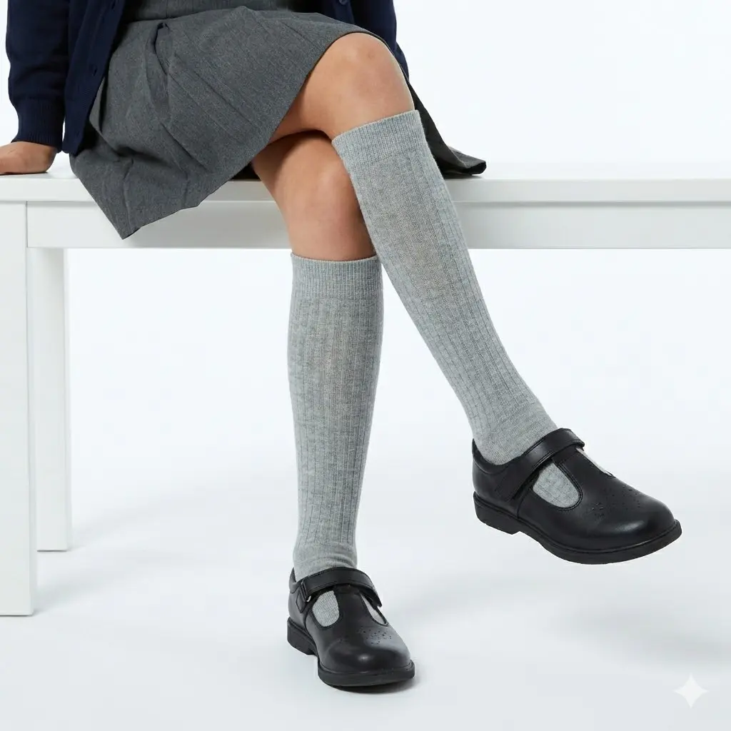 [81010] Pack de 3 Polaina Gris Escolar Niña 81010