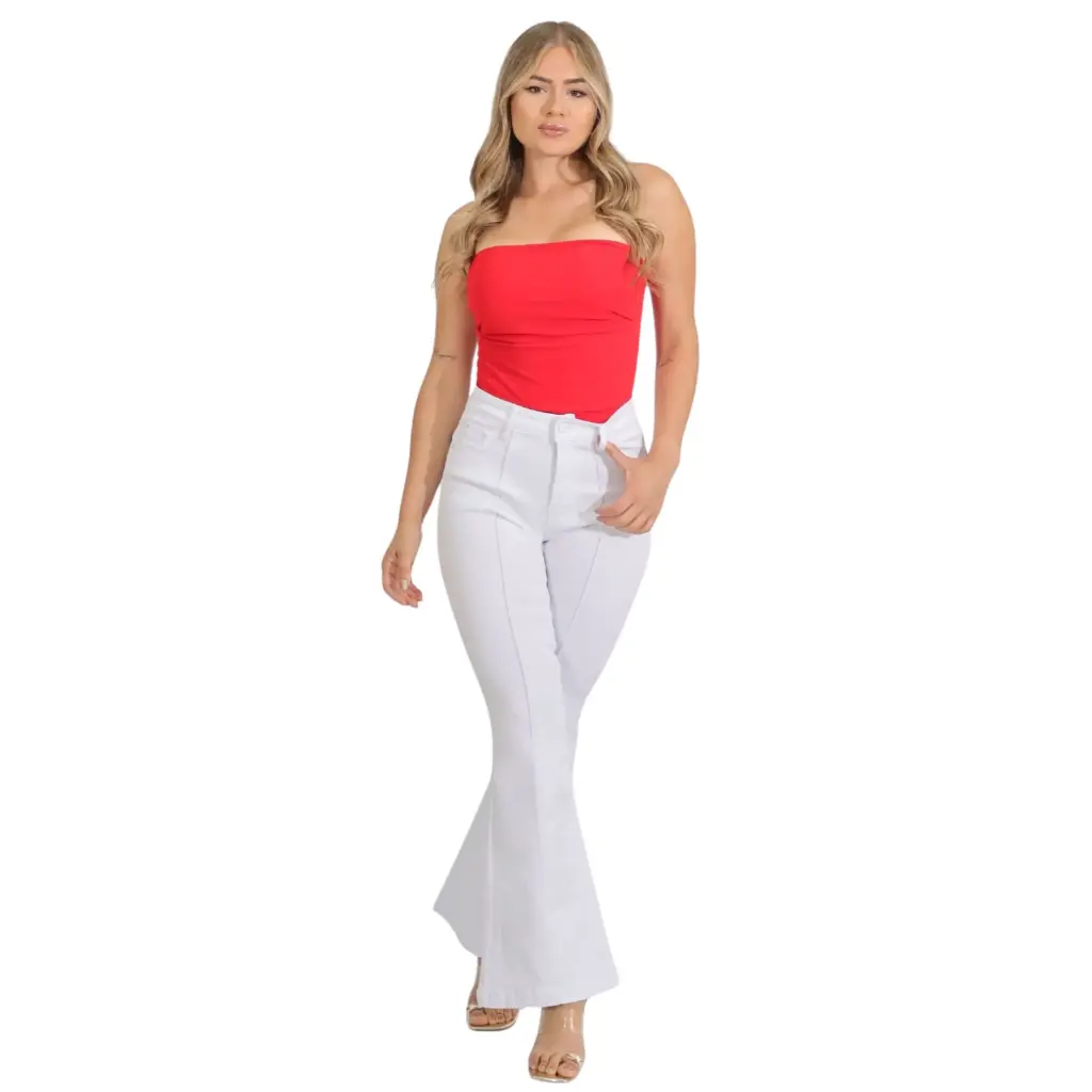 [J9088] Jeans Blanco Mujer Flare J9088 (36)