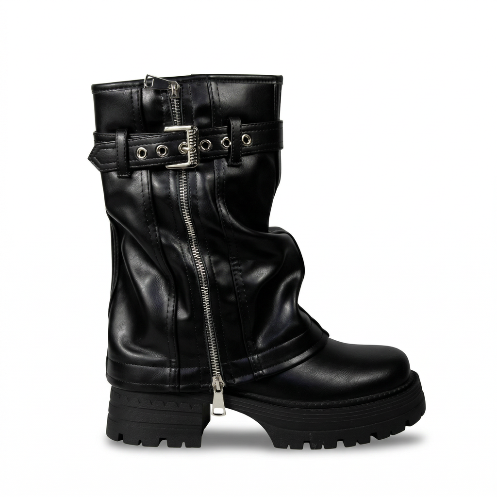 [PG24280Black] Bota Mujer Biker Plataforma PG24280 (35)