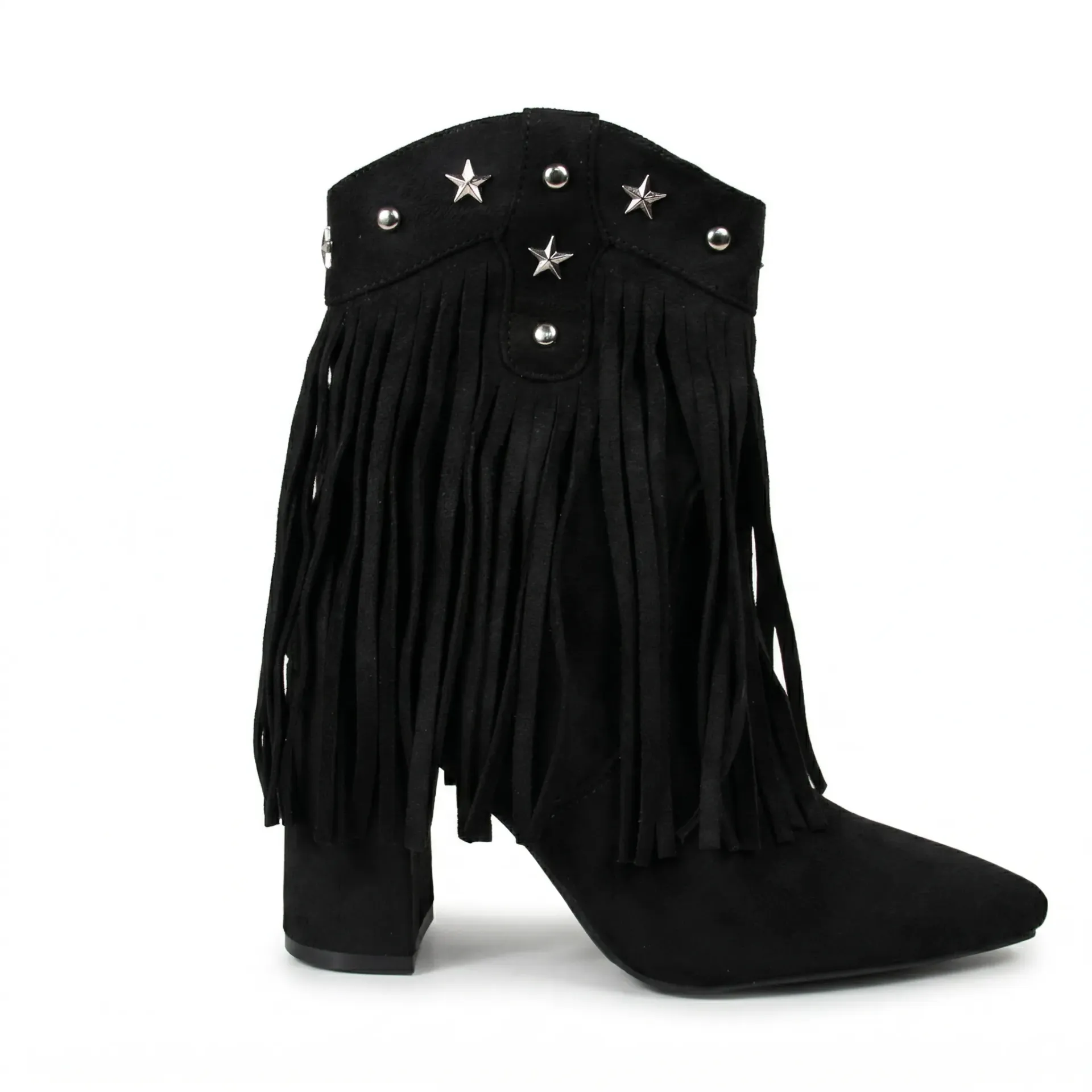 [PG5332Black] Botín Vaquera con Flecos Gamuza PG5332 Mujer (35, Negro)