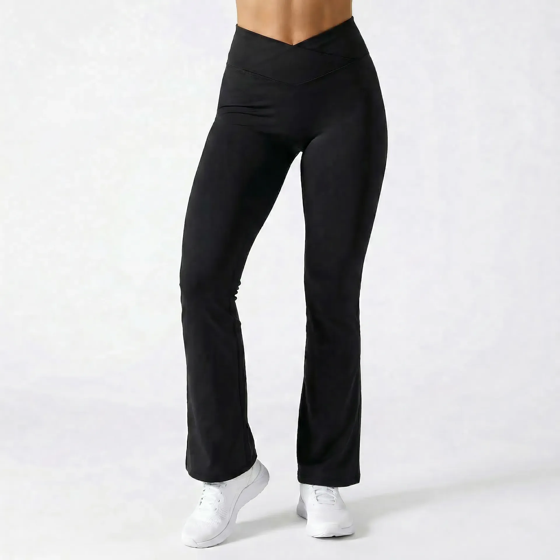 [YK37077Negro] Calza Flare Negra Pata Elefante Mujer (S)