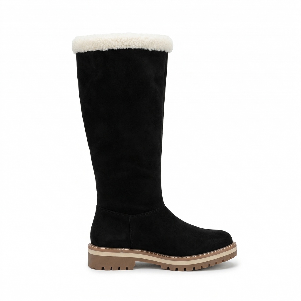 [PG24319Black] Bota Mujer Larga de Gamuza Chiporro  PG24319 (35, Negro)