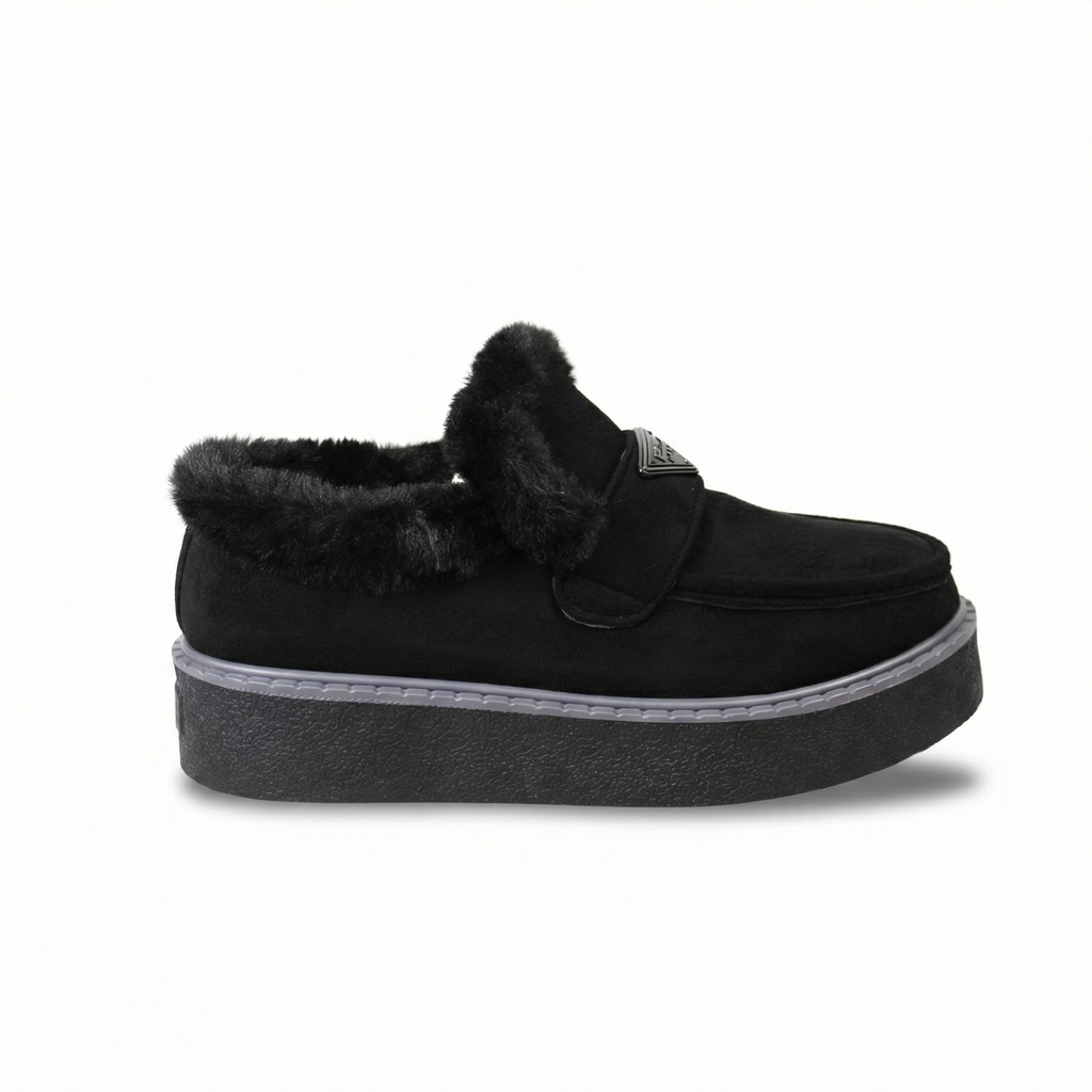 [PG5365Black] Pantufla Mujer Plataforma PG5365 (35, Negro)