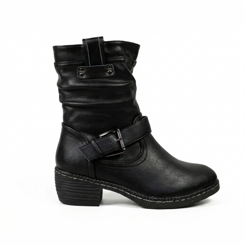 Botín Mujer Biker Taco Bajo L3500-1