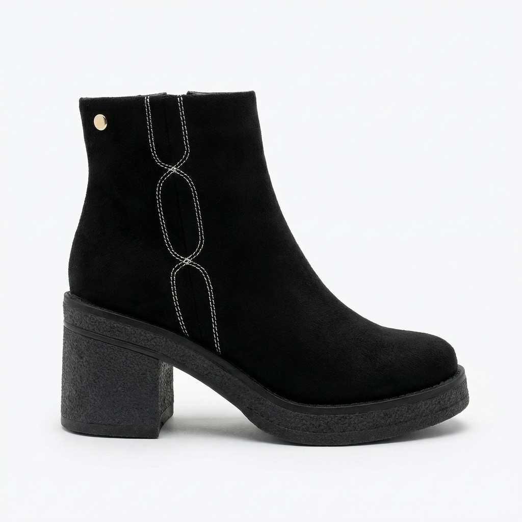 [L36Black] Botín Mujer Plataforma Taco Medio L36 (35, Negro)