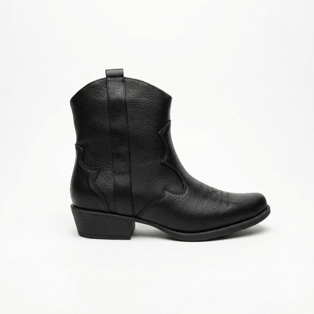 [L6Black] Botín Mujer Vaquero Taco Bajo L6 (35, Negro)