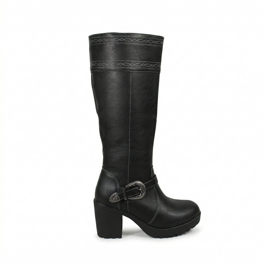 [2516Black] Bota Mujer Caña Alta Casual  2516 (35)