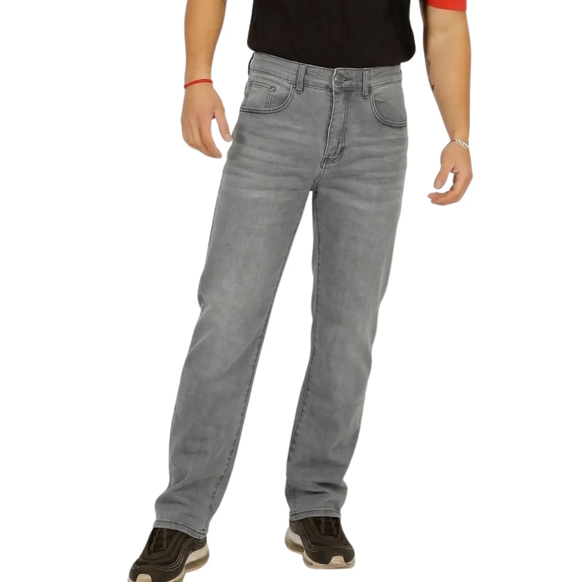 [C020] Jeans de Hombre Recto Regular Fit Gris (40)