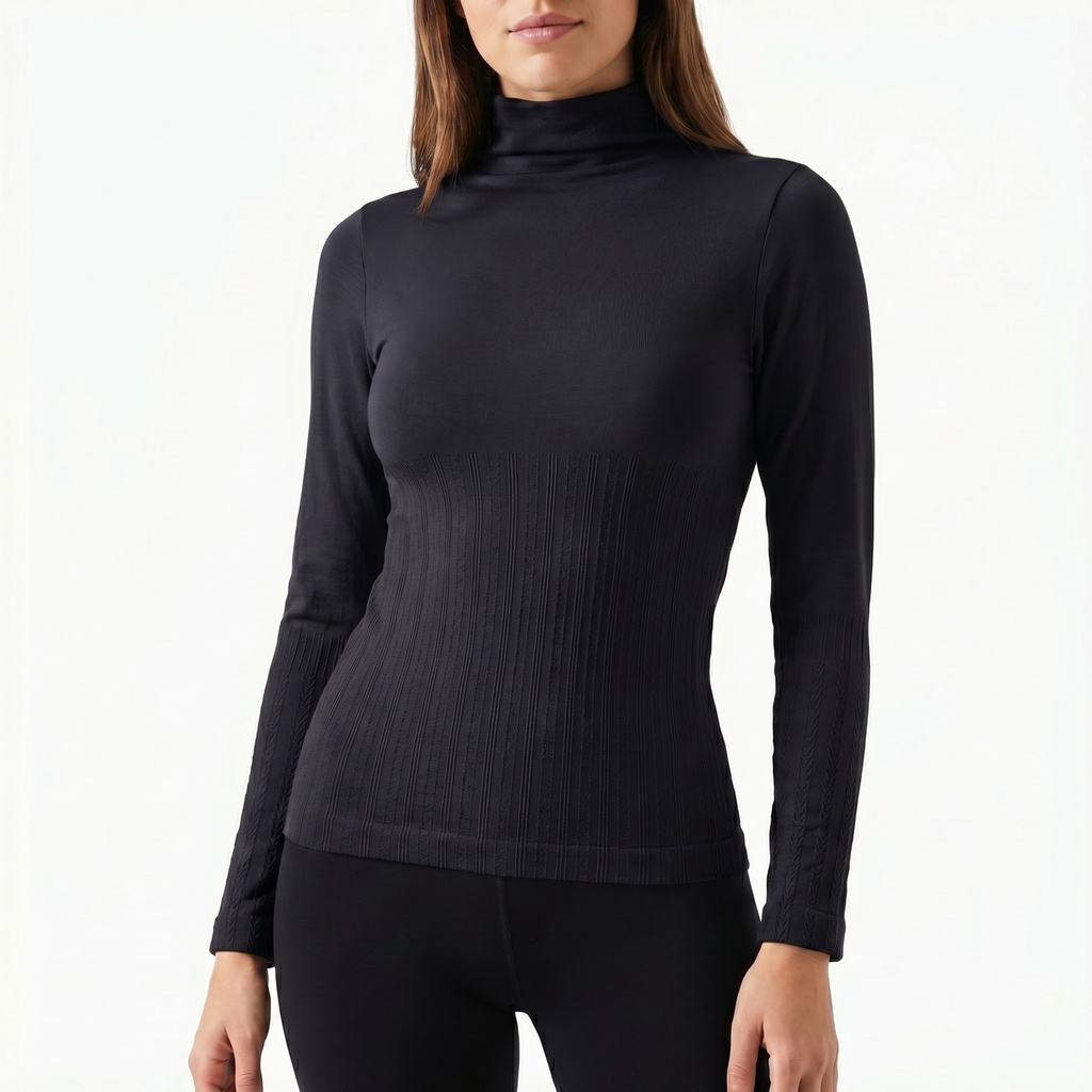 [AQ45001Negro] Polera Mujer Polar Cuello Alto Varios Colores (Negro)