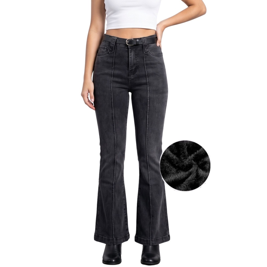 [J9164Gris] Jeans Mujer Flare Polar J9164 (36)