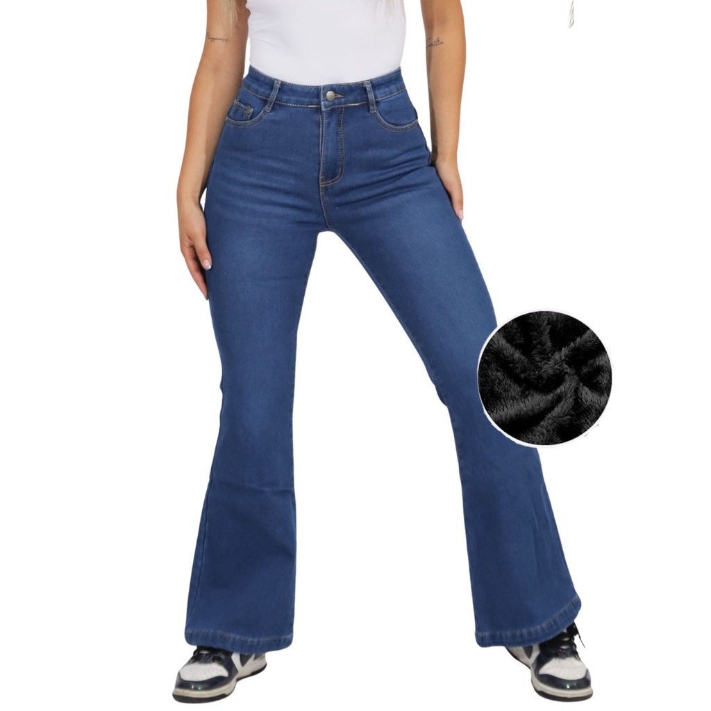 [J9177Azul] Jeans Polar Flare Mujer Tiro Medio J77 (36)