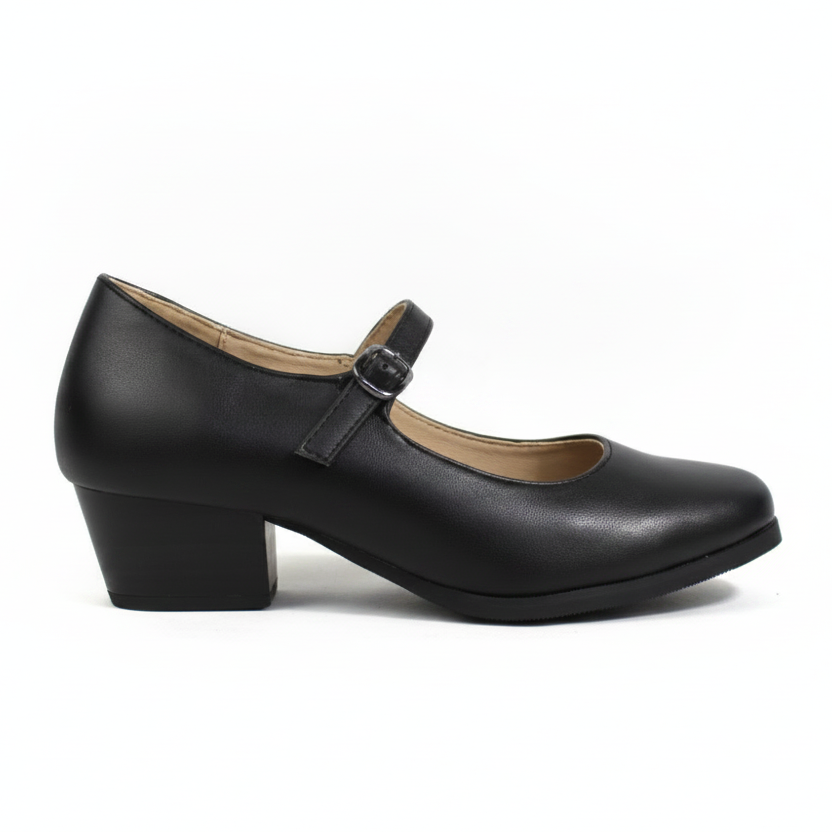 [A6Black] Zapato Cueca Niña Negro Matte Talla 30-35 (30)