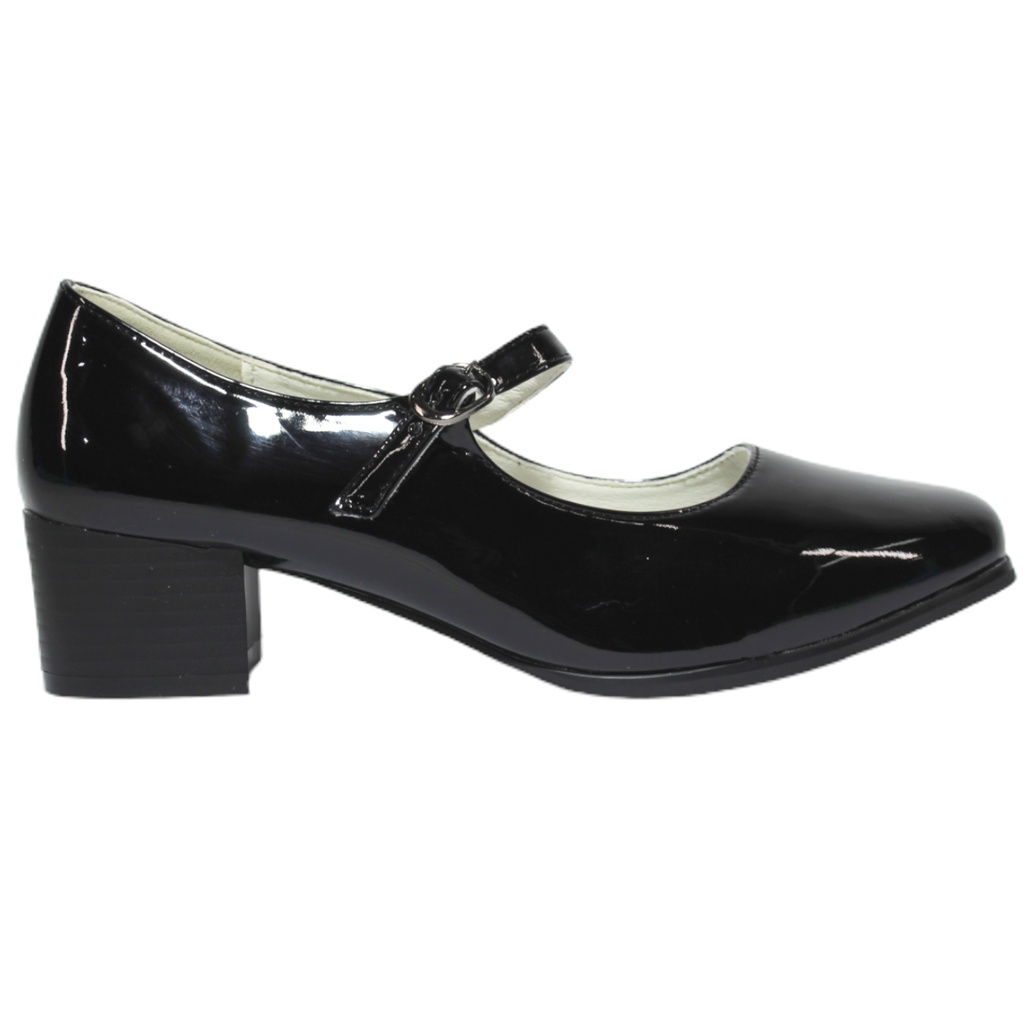 Zapato de Cueca Niña Negro Charol 30-35 Taco Bajo