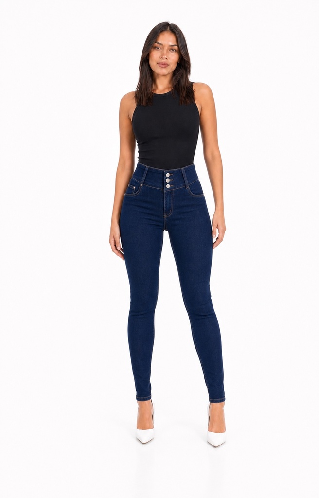 [J9273Azul] Jeans Skinny Azul Pretina Alta J9273 (36)