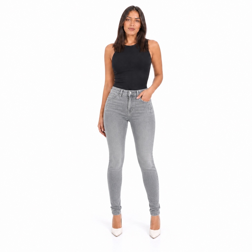 [J9267Gris] Jeans Skinny Gris Tiro Alto Push Up J9267 (36)