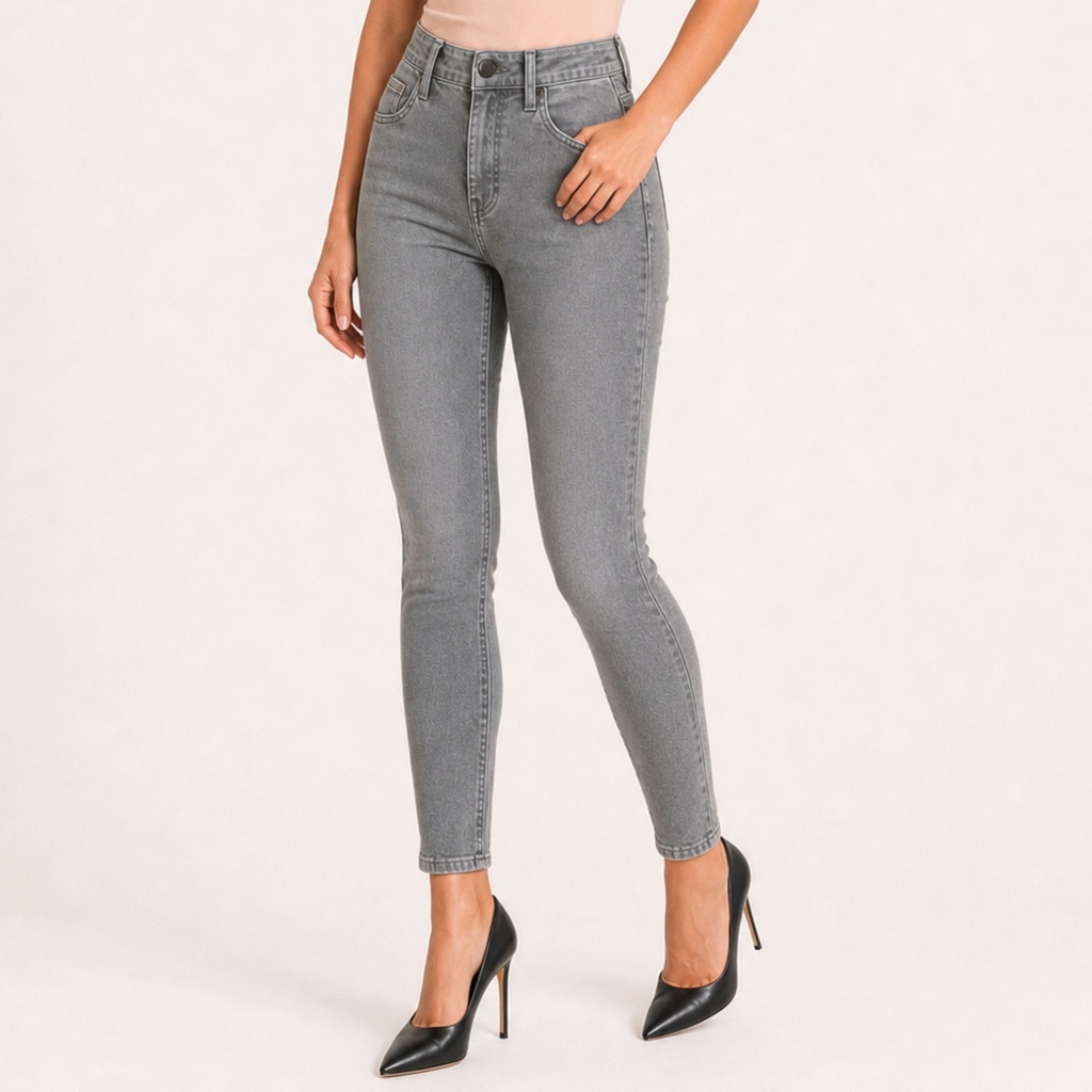 [J9272Gris] Jeans Gris Pitillo Tiro Alto Mujer J9272 (36)
