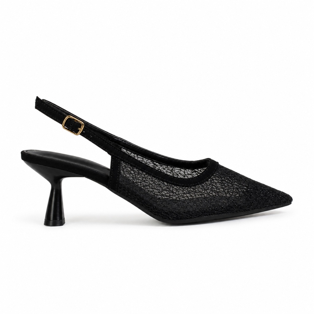 Sandalia Stiletto Mujer Malla Transparente Elegante HL11