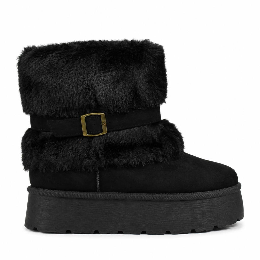 Pantubota Mujer Tendencia Negro Plataforma Gamuza