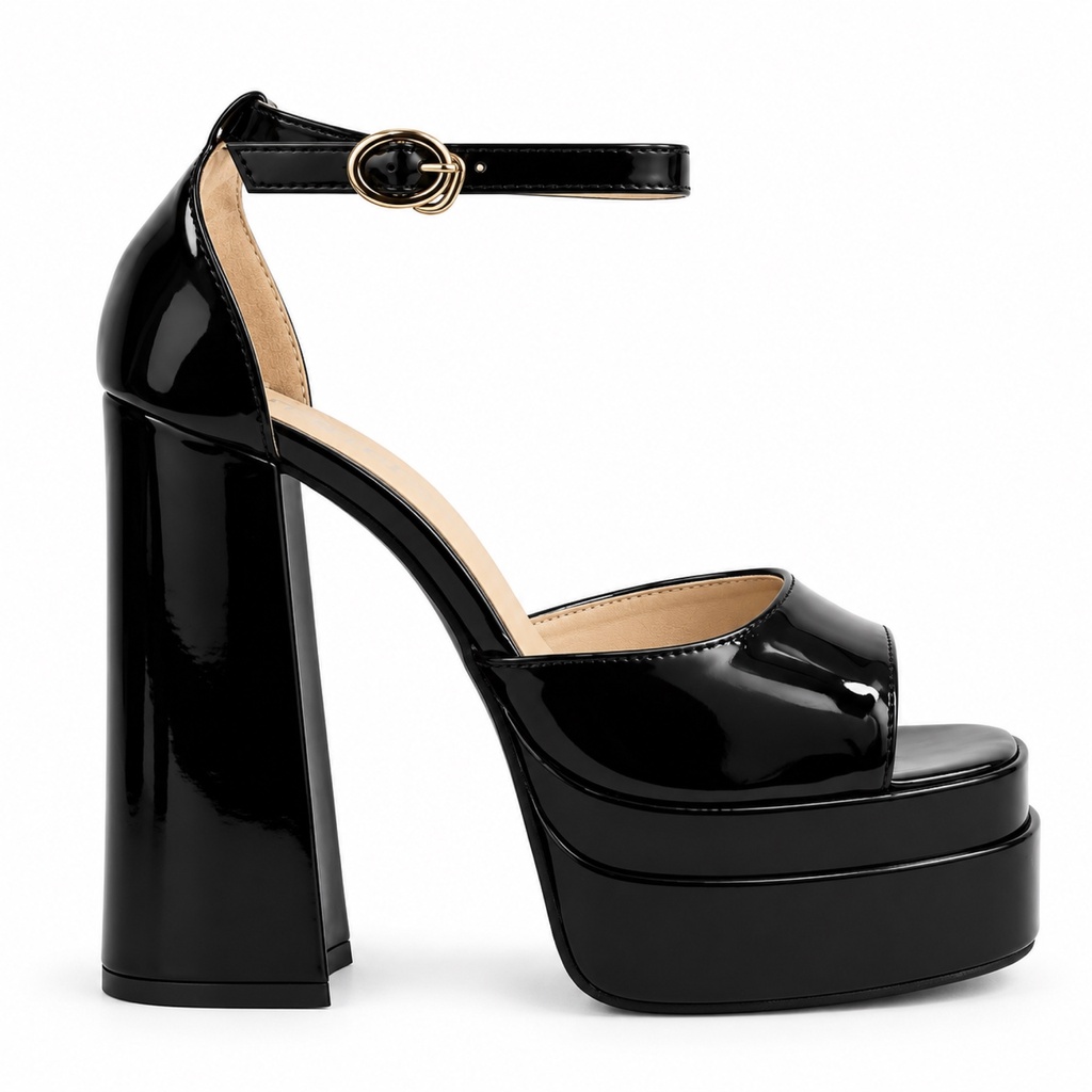 Sandalia Mujer Plataforma Taco Alto Charol 675