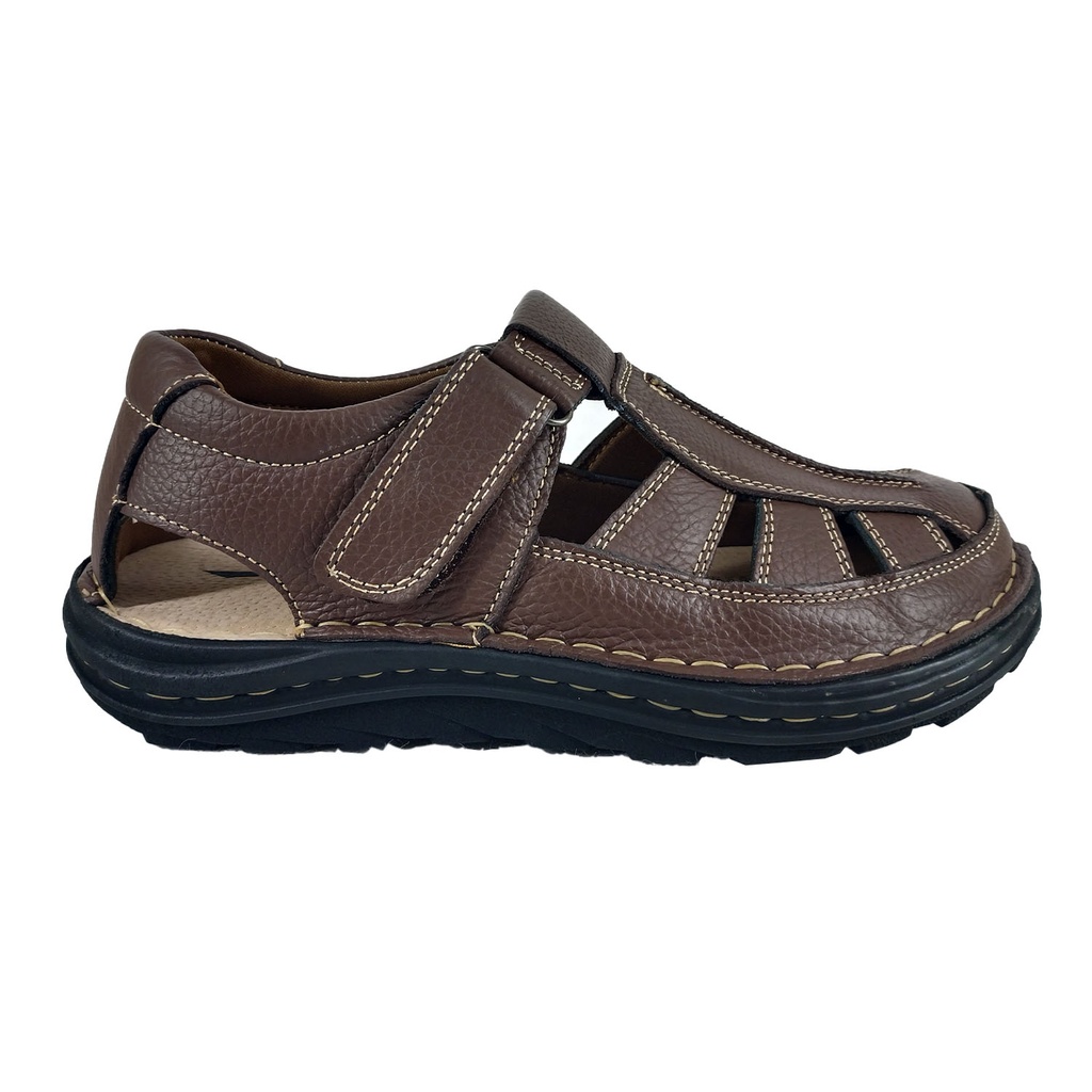 [    C43-2201 Marron] Sandalias de Cuero Hombre C43-2201 Marron (39)