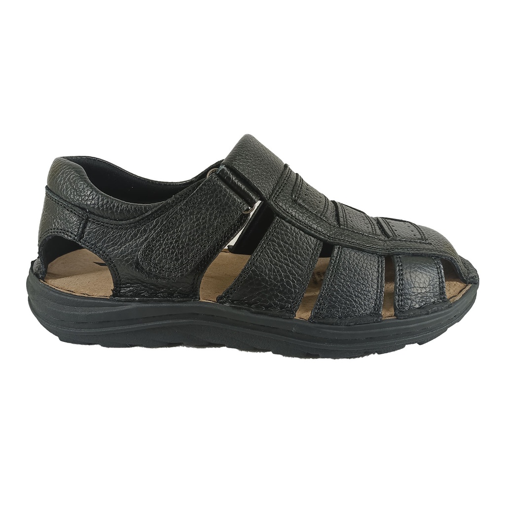 [    C43-2203 Negro] Sandalias de Cuero Hombre C43-2203 Negro (39)